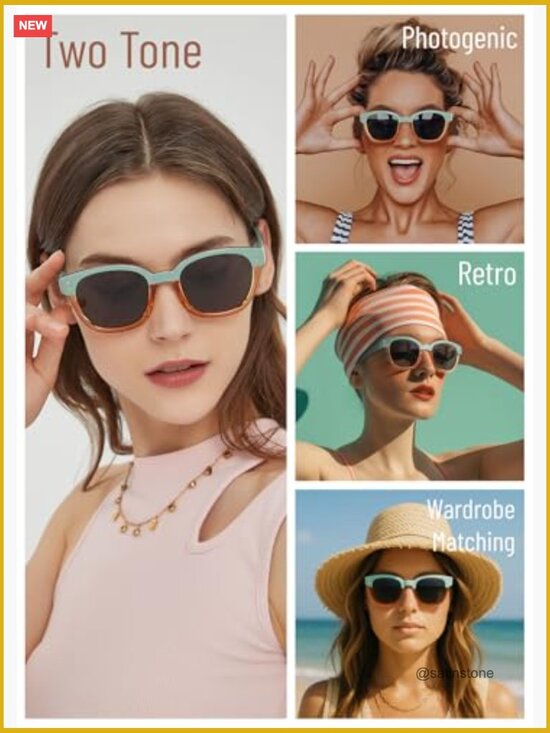 Women\'s Polarized Retro Square Frame Sunglasses UV400 Protection Flex Hinge